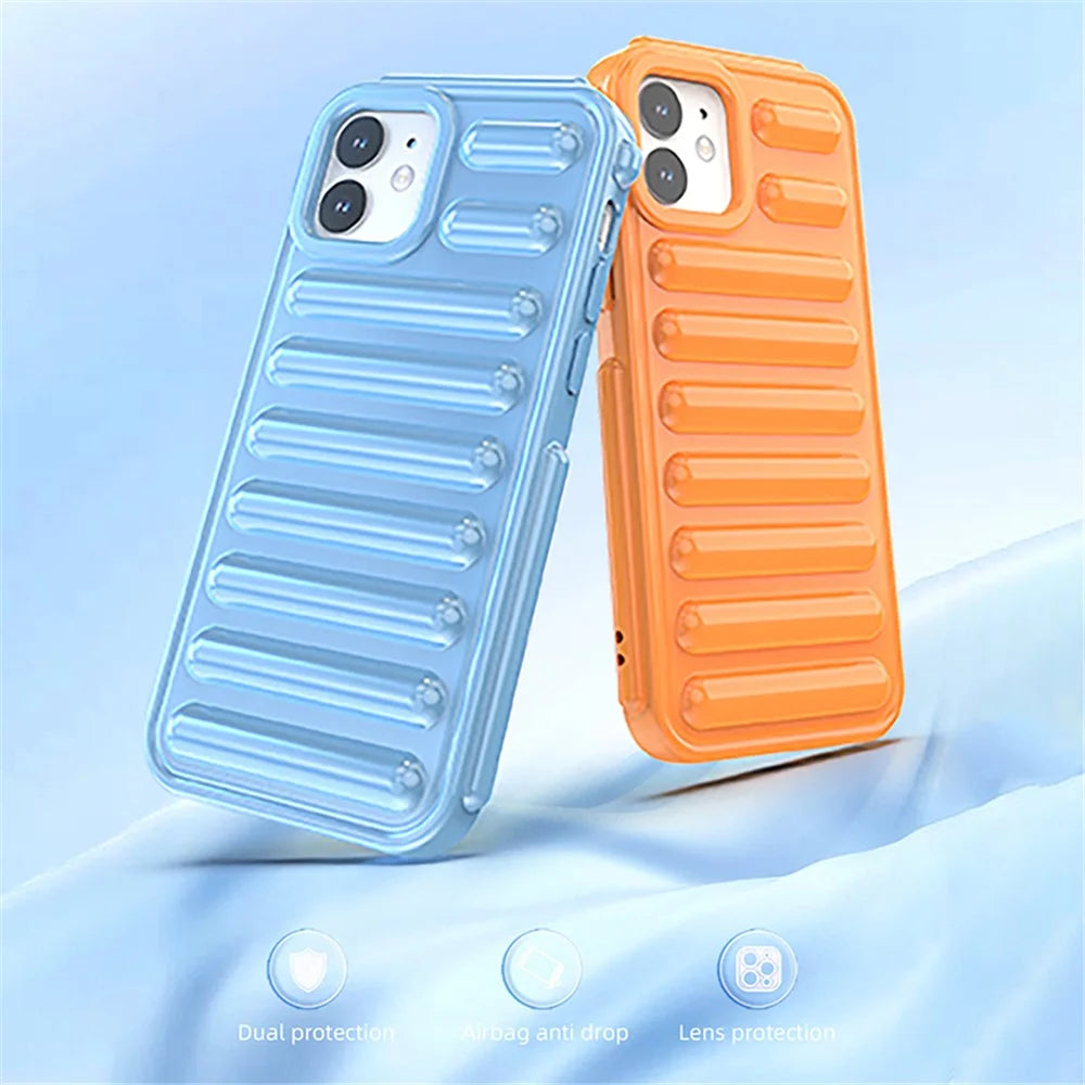 Capsule Series for iPhone 12 TPU Case Drop-Proof Ribbed Soft Phone Cover - Black - 5