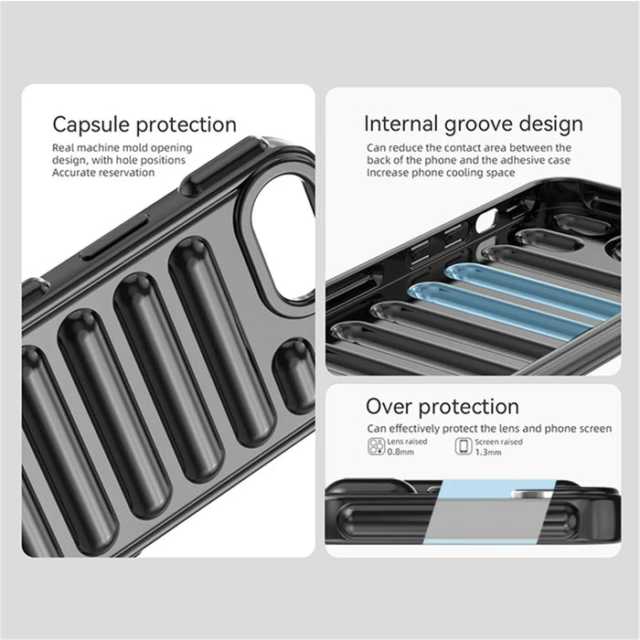 Capsule Series for iPhone 17e / 16e Case Soft TPU Ribbed Anti-Drop Phone Cover - Black - 3