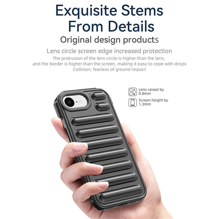 Capsule Series for iPhone 17e / 16e Case Soft TPU Ribbed Anti-Drop Phone Cover - Black - 4