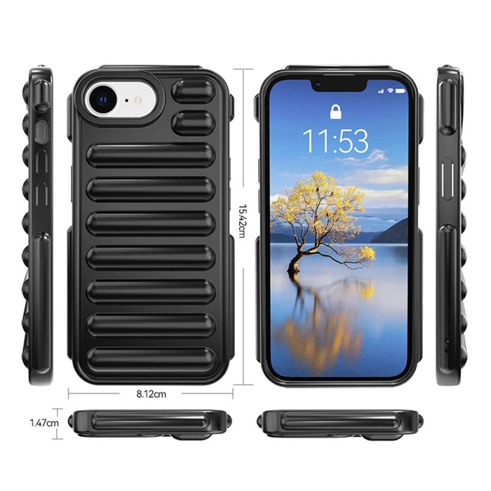 Capsule Series for iPhone 17e / 16e Case Soft TPU Ribbed Anti-Drop Phone Cover - Black - 7