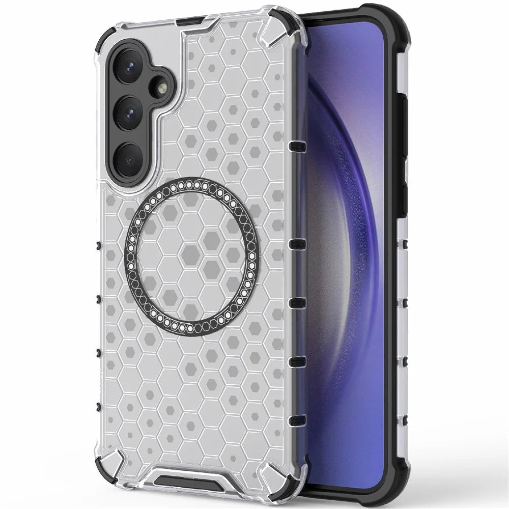 For Samsung Galaxy A35 5G Magnetic Case Honeycomb Heat Dissipation TPU+PC Phone Cover - Transparent - 1
