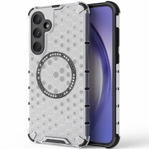 For Samsung Galaxy A35 5G Magnetic Case Honeycomb Heat Dissipation TPU+PC Phone Cover - Transparent - 1