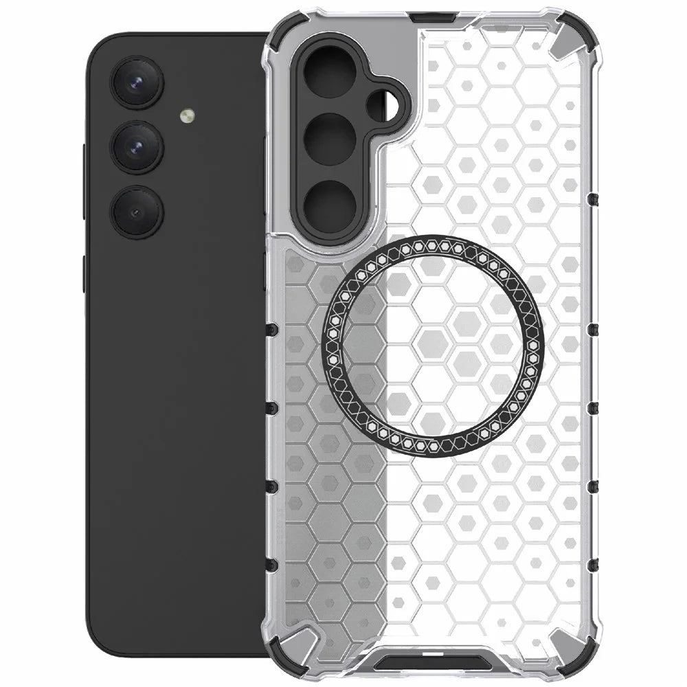 For Samsung Galaxy A35 5G Magnetic Case Honeycomb Heat Dissipation TPU+PC Phone Cover - Transparent - 2