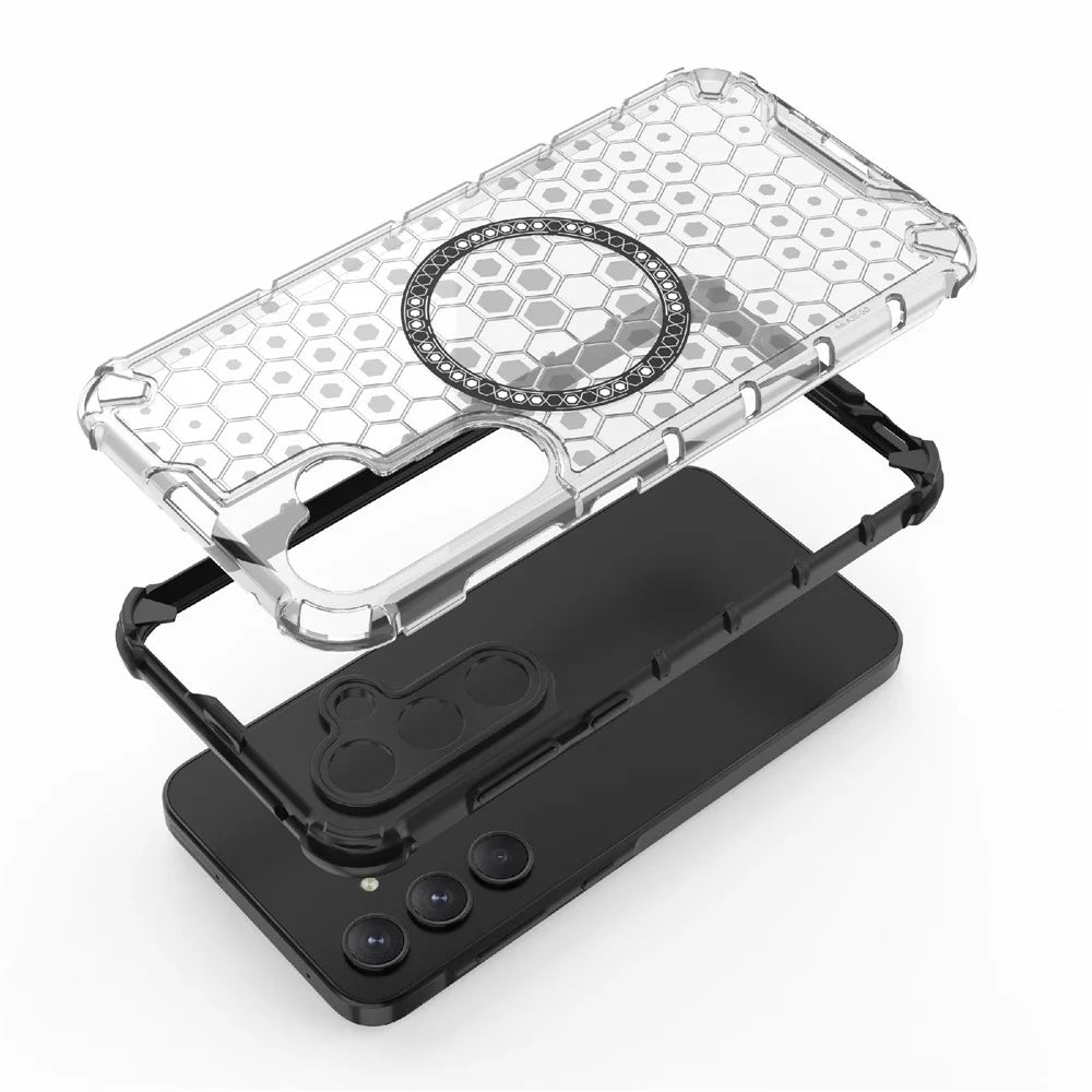 For Samsung Galaxy A35 5G Magnetic Case Honeycomb Heat Dissipation TPU+PC Phone Cover - Transparent - 4