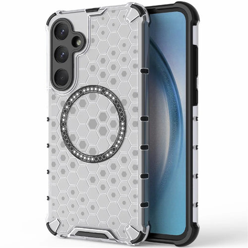 For Samsung Galaxy A55 5G Case Honeycomb Heat Dissipation TPU+PC Magnetic Phone Cover - Transparent - 1