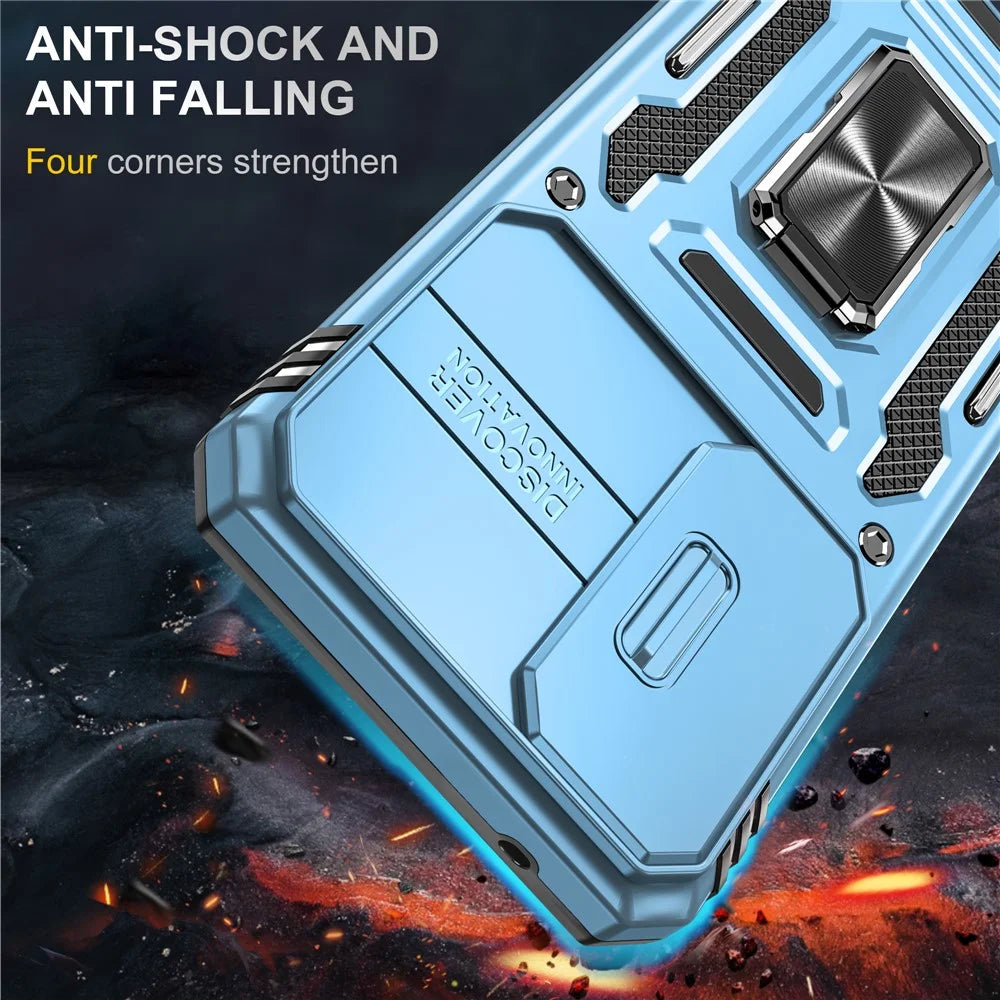 Armor Series For Samsung Galaxy A25 5G (Global) (161.0 X 76.5 X 8.3mm) Case PC+TPU Phone Cover Lens Privacy Protection - Baby Blue - 2