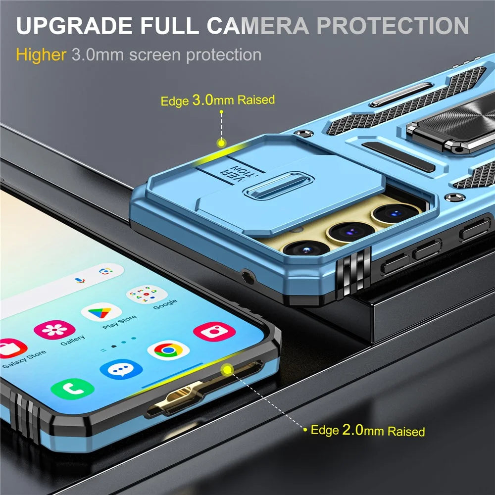 Armor Series For Samsung Galaxy A25 5G (Global) (161.0 X 76.5 X 8.3mm) Case PC+TPU Phone Cover Lens Privacy Protection - Baby Blue - 3