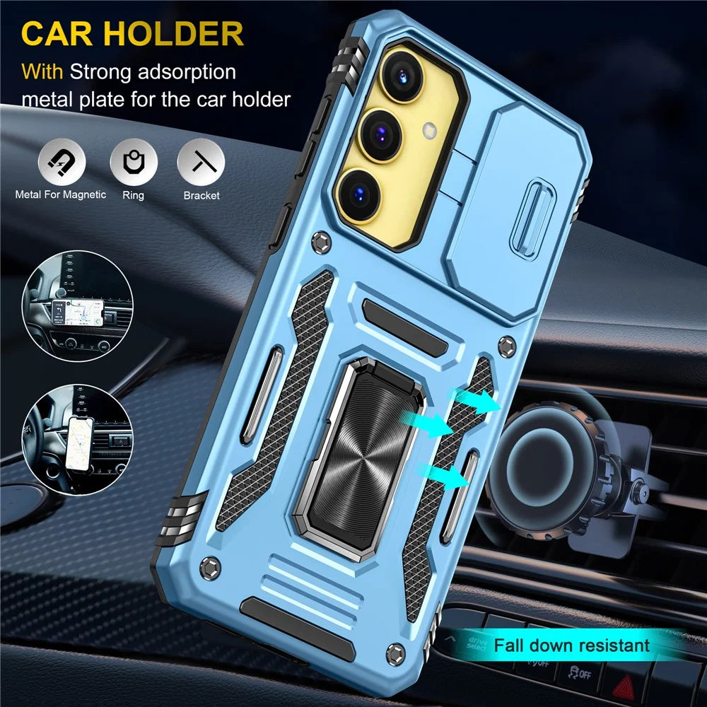 Armor Series For Samsung Galaxy A25 5G (Global) (161.0 X 76.5 X 8.3mm) Case PC+TPU Phone Cover Lens Privacy Protection - Baby Blue - 6