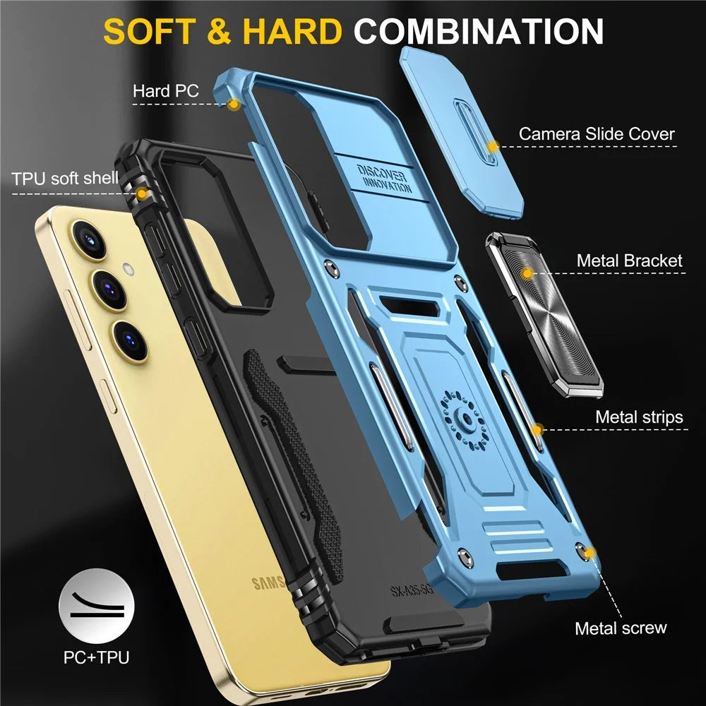 Armor Series For Samsung Galaxy A25 5G (Global) (161.0 X 76.5 X 8.3mm) Case PC+TPU Phone Cover Lens Privacy Protection - Baby Blue - 7