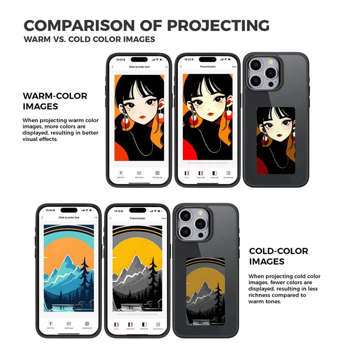 For iPhone 15 Pro E Ink Phone Case 4-Color Screen Play DIY Phone Cover - Black - 4