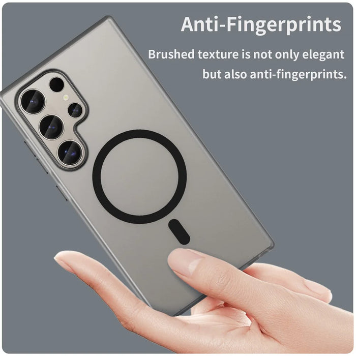 For Samsung Galaxy S24 Ultra Magnetic Case TPU + PC Slim Matte Translucent Phone Cover - Black - 3