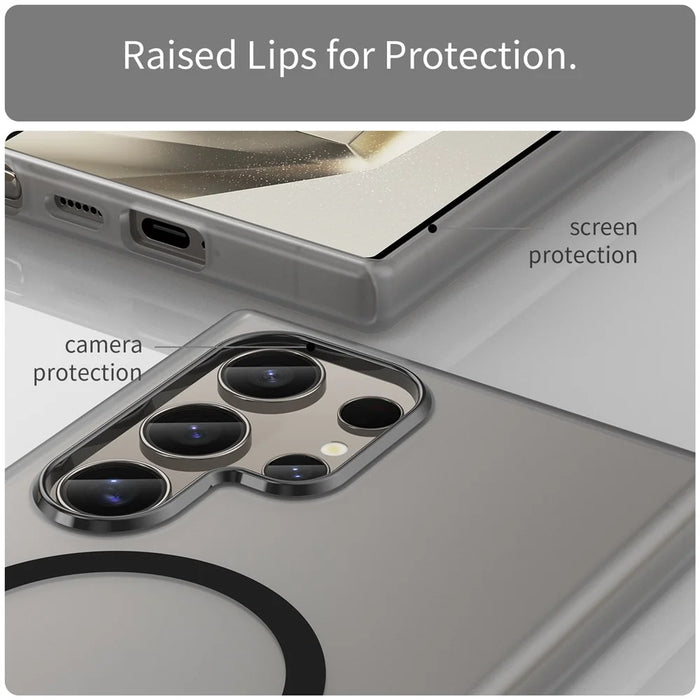 For Samsung Galaxy S24 Ultra Magnetic Case TPU + PC Slim Matte Translucent Phone Cover - Black - 4