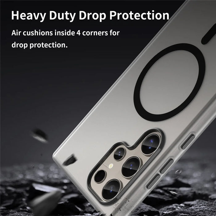 For Samsung Galaxy S24 Ultra Magnetic Case TPU + PC Slim Matte Translucent Phone Cover - Black - 7