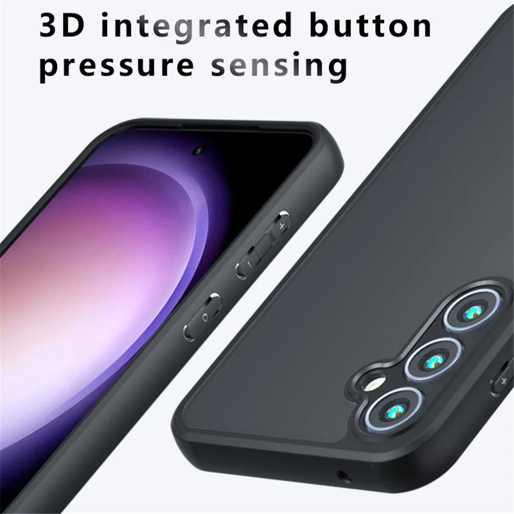 For Samsung Galaxy A35 5G Case Skin-Touch TPU + PC Matte Phone Back Cover, Transparent Black - 4