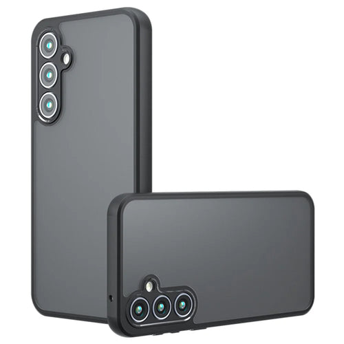 For Samsung Galaxy A55 5G Case Skin-Touch TPU + PC Matte Phone Back Cover, Transparent Black - 1