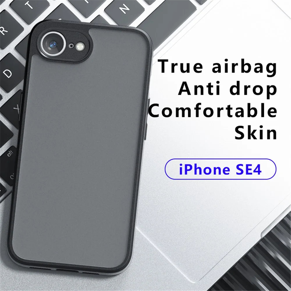 For iPhone 17e / 16e Case Skin-Touch TPU + PC Matte Phone Back Cover, Transparent Black - 4