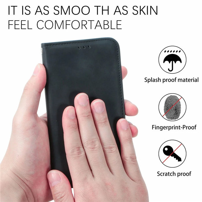 For Sony Xperia 10 VI Case Wallet Stand Function Skin-touch Leather Phone Cover - Black - 5