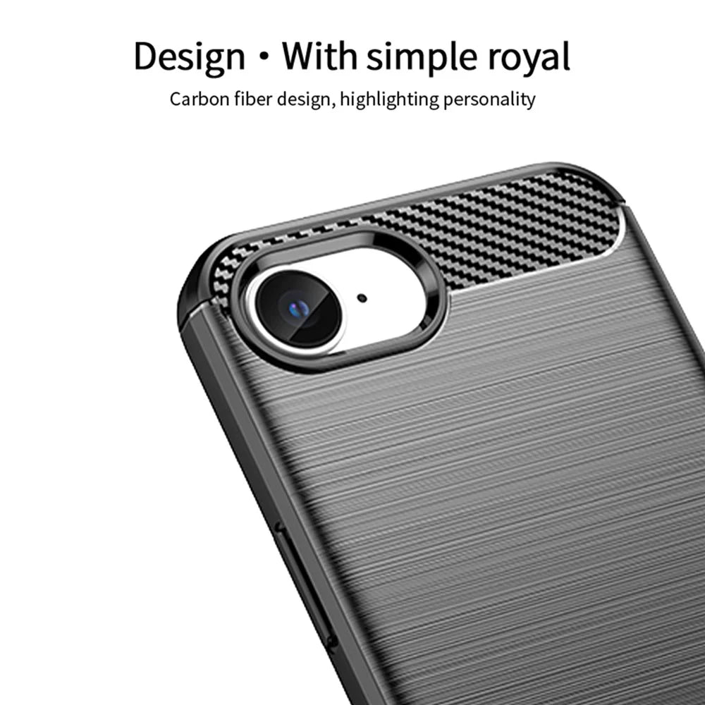 MOFI JK TPU Series-1 For iPhone 17e / 16e Case Carbon Fiber Design Flexible TPU Phone Cover - Black - 4