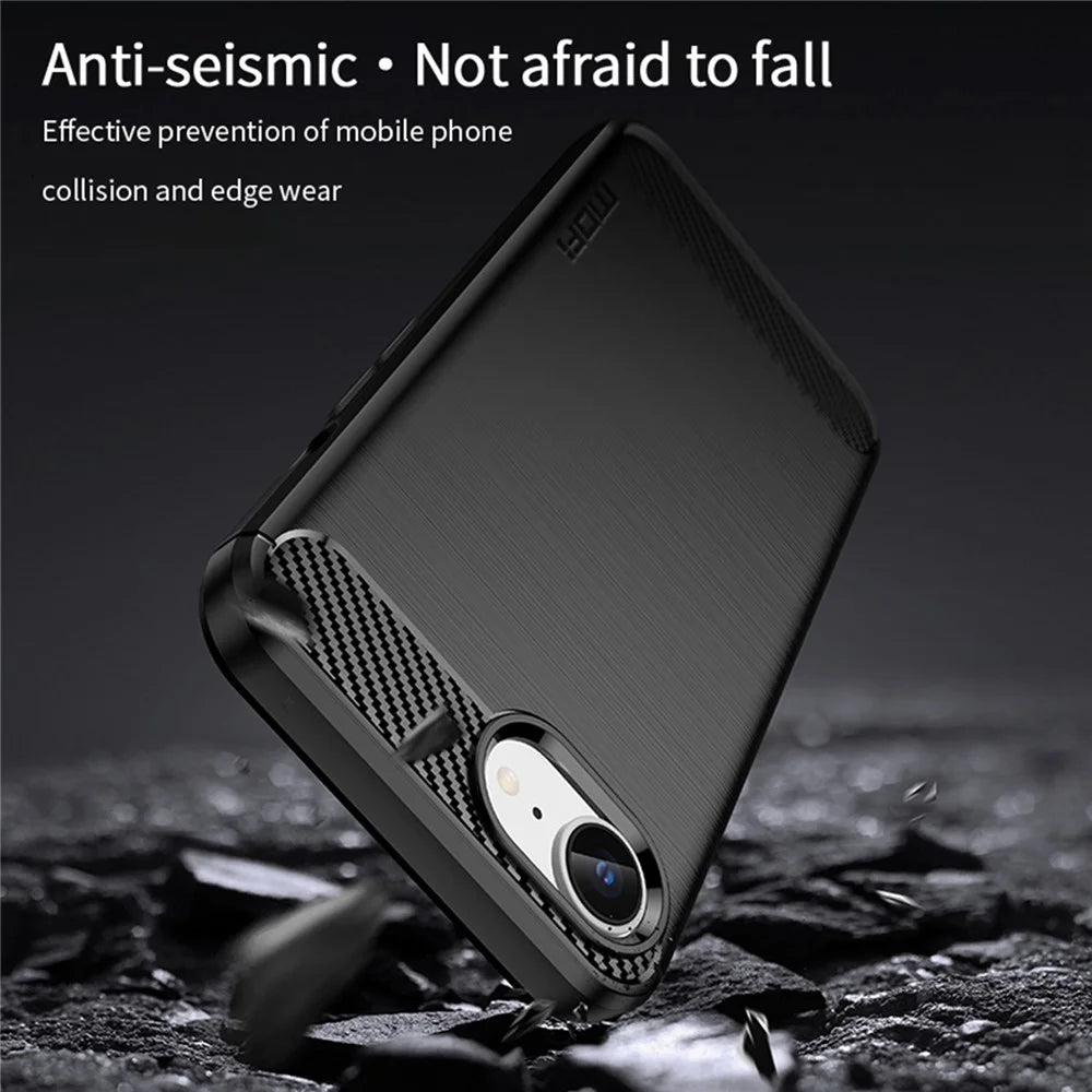 MOFI JK TPU Series-1 For iPhone 17e / 16e Case Carbon Fiber Design Flexible TPU Phone Cover - Black - 5