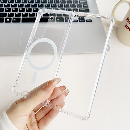 For Samsung Galaxy Z Fold6 5G Clear Case Acrylic Back Phone Cover Magnetic Case - 1