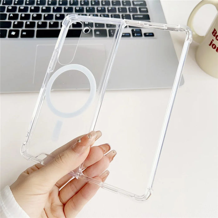 For Samsung Galaxy Z Fold6 5G Clear Case Acrylic Back Phone Cover Magnetic Case - 1