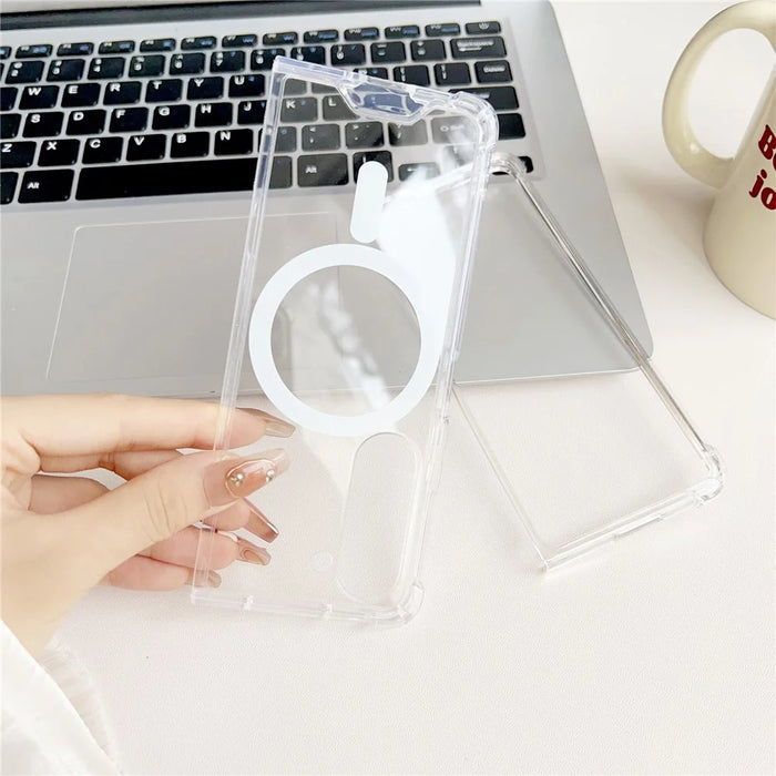For Samsung Galaxy Z Fold6 5G Clear Case Acrylic Back Phone Cover Magnetic Case - 4