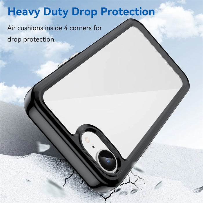 For iPhone 17e / 16e Clear Back Case Colorful Frame TPU+Acrylic Phone Cover - Black - 2