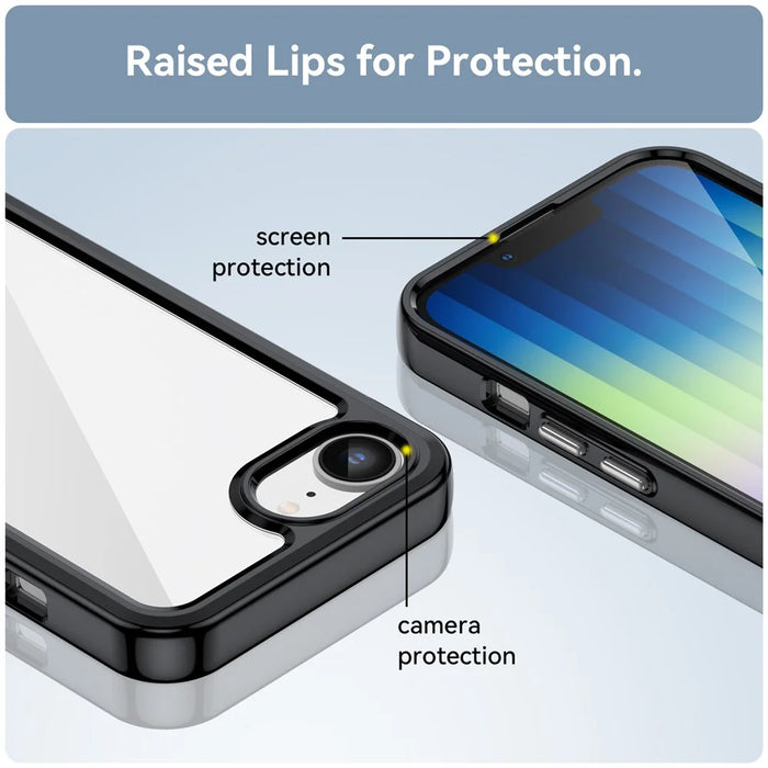 For iPhone 17e / 16e Clear Back Case Colorful Frame TPU+Acrylic Phone Cover - Black - 5