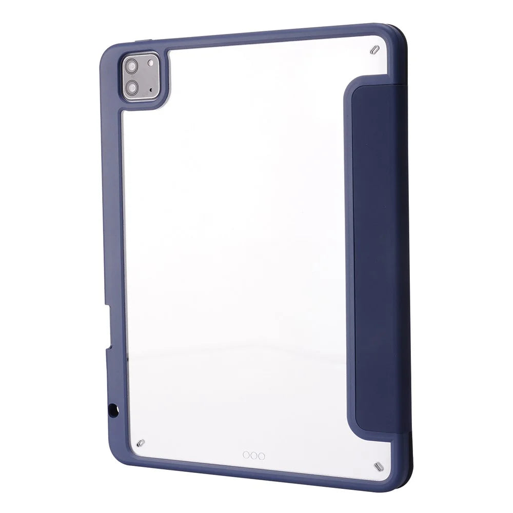 For iPad Air 13 (2026) / (2025) / (2024) / Pro 12.9 (2022) (2021) (2020) Case PU Leather+TPU+Acrylic Smart Tablet Cover with Origami Stand - Dark Blue - 4