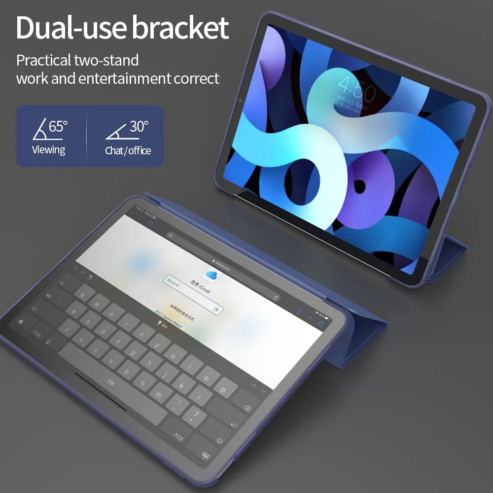 For iPad Air 11 (2026) / (2025) / (2024) / Air (2022) / (2020) Case Tri-Fold Stand PU Leather + TPU Tablet Cover - Dark Blue - 3
