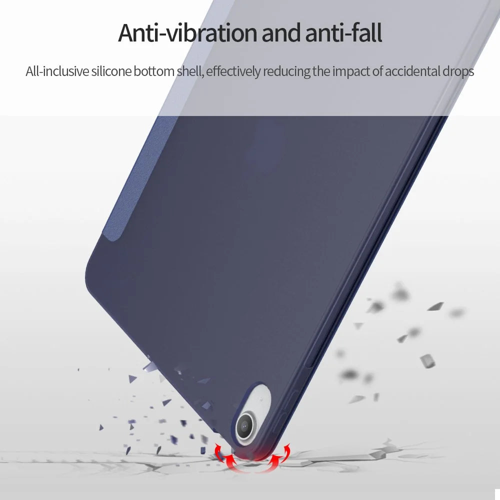 For iPad Air 11 (2026) / (2025) / (2024) / Air (2022) / (2020) Case Tri-Fold Stand PU Leather + TPU Tablet Cover - Dark Blue - 4