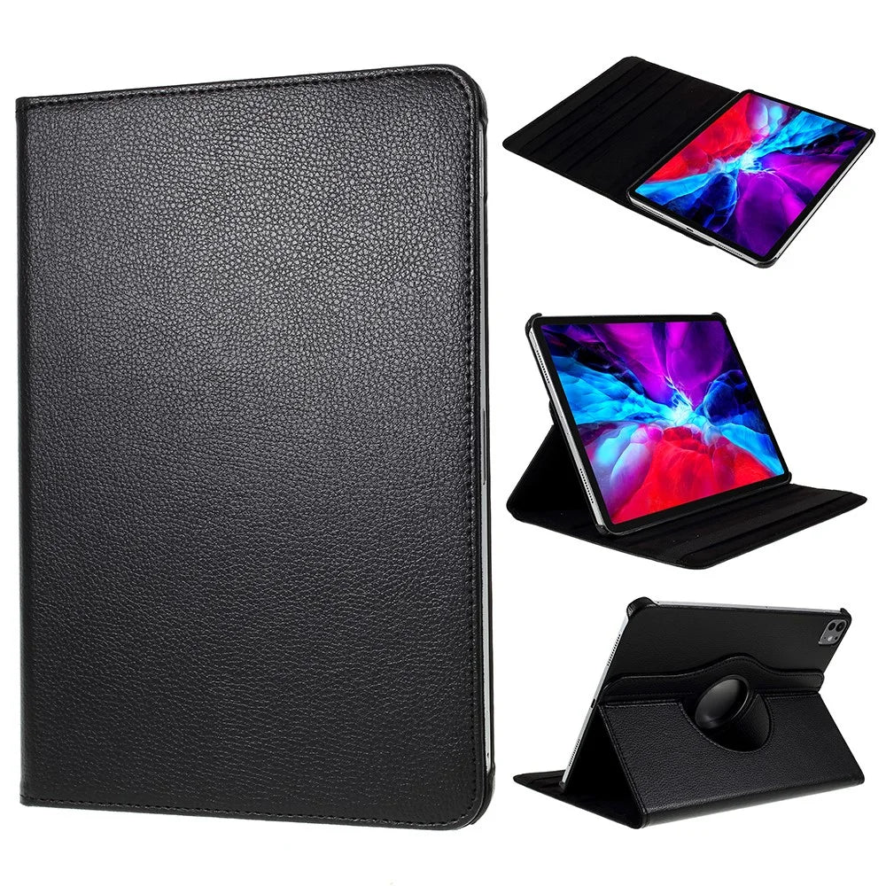 For iPad Pro 13 (2025) / 13 (2024) Case PU Leather Tablet Cover 360 Degree Rotating Stand - Black - 1