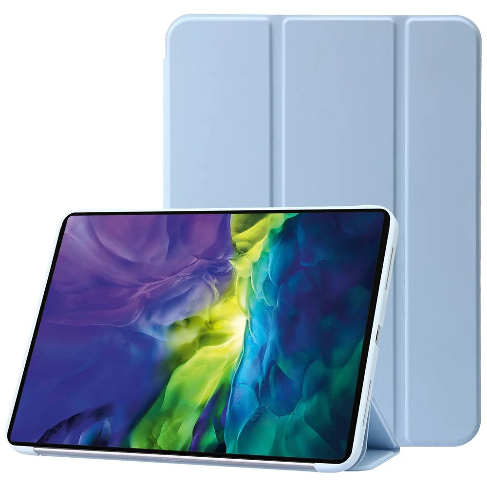 For iPad Air 11 (2026) / (2025) / (2024) Case Honeycomb Texture Tri-Fold Stand Leather Tablet Cover - Baby Blue - 1