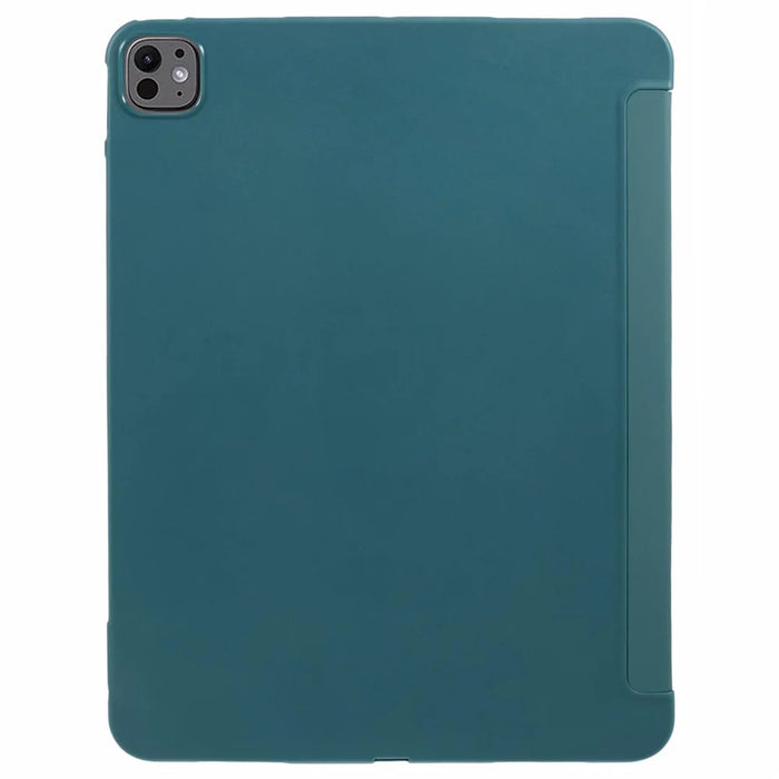 For iPad Pro 13 (2024) Case PU Leather Tri-Fold Stand Tablet Cover Auto Wake / Sleep - Midnight Green - 2