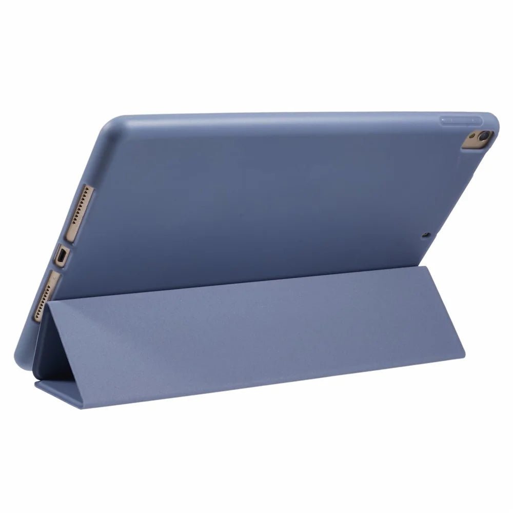 For iPad 10.2 (2021) / (2019) / (2020) / Pro 10.5-inch (2017) Case Tri-Fold Stand PU Leather + TPU Tablet Cover - Dark Blue - 4