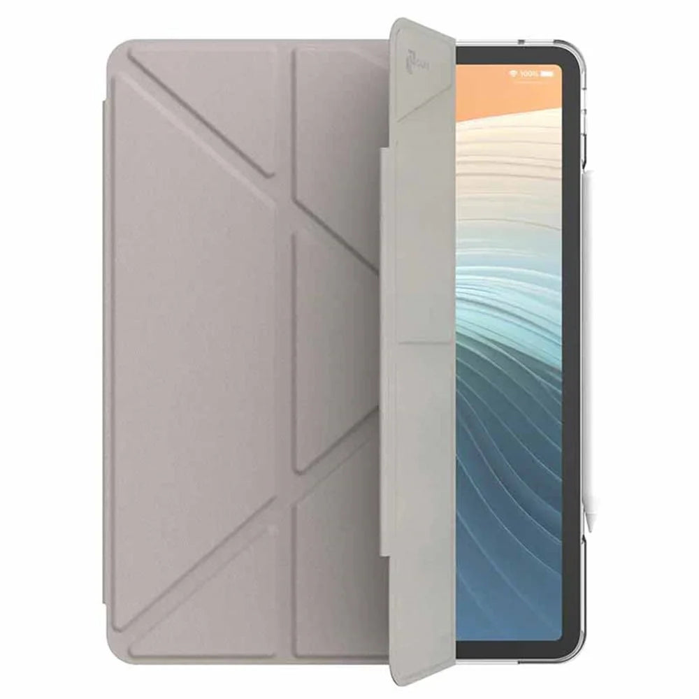 JTLEGEND For iPad Pro 13 (2025) / 13 (2024) Stand Case Anti-Scratch PU Leather Tablet Cover with Pencil Holder - Grey - 2