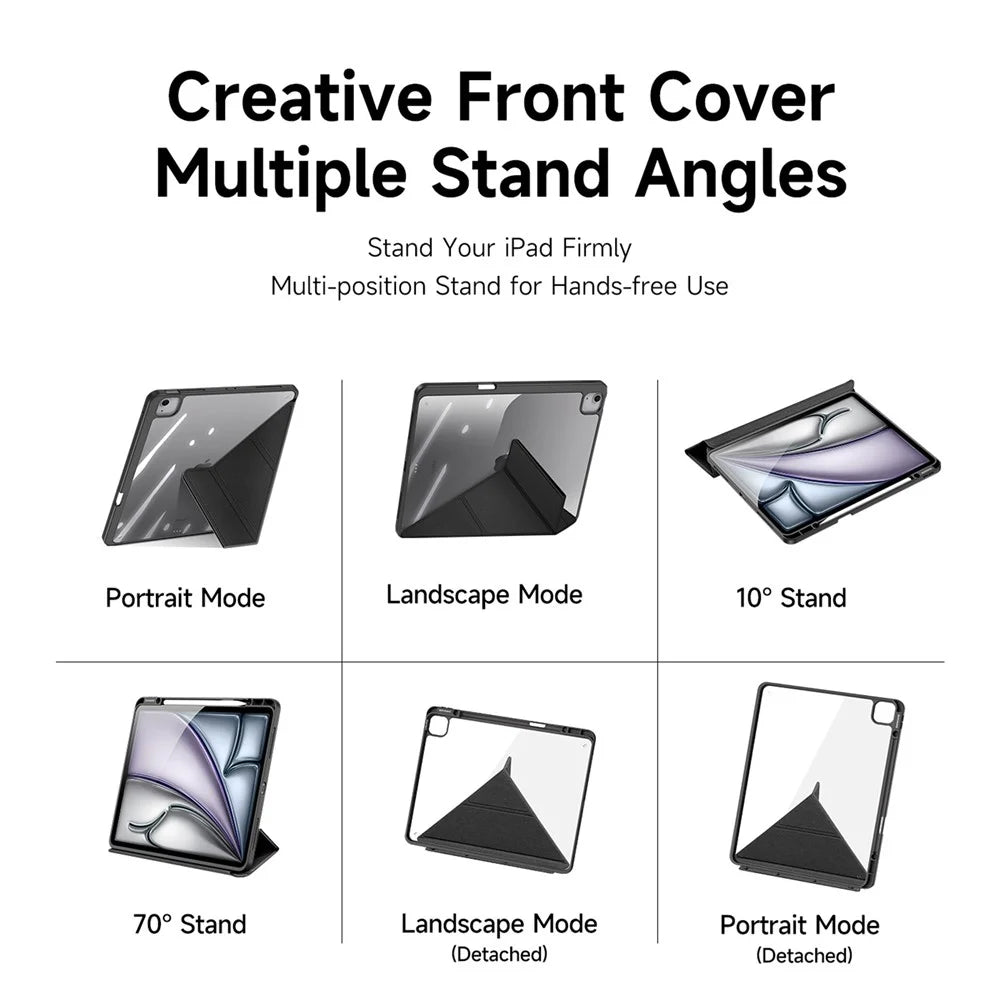 DUX DUCIS Magi Series for iPad Air 13 (2026) / (2025) / (2024) Case PU Leather+PC+TPU Auto Wake / Sleep Tablet Cover - Black - 5