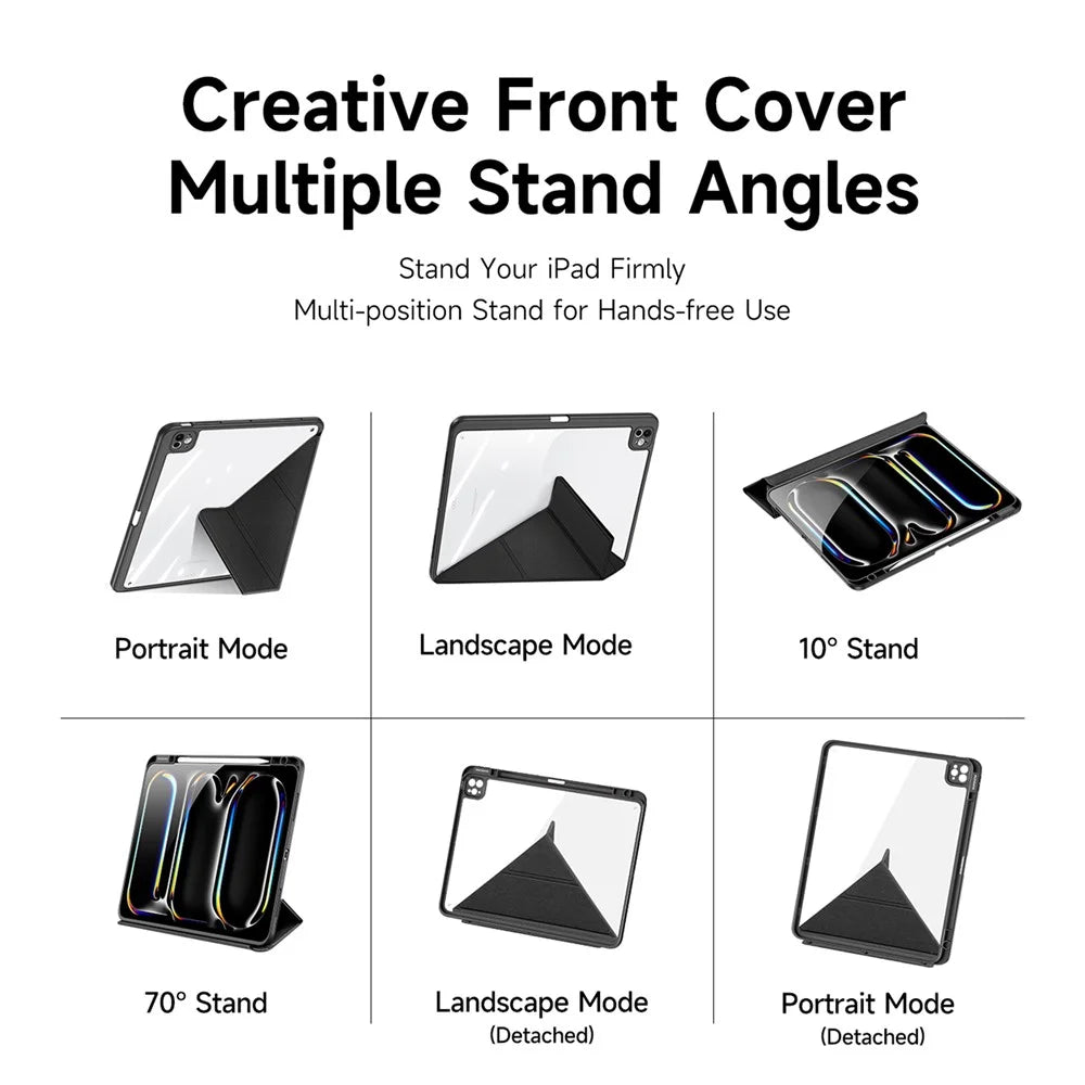 DUX DUCIS Magi Series for iPad Pro 13 (2025) / 13 (2024) Case PU Leather+PC+TPU Tablet Cover Support Auto Wake / Sleep - Black - 5