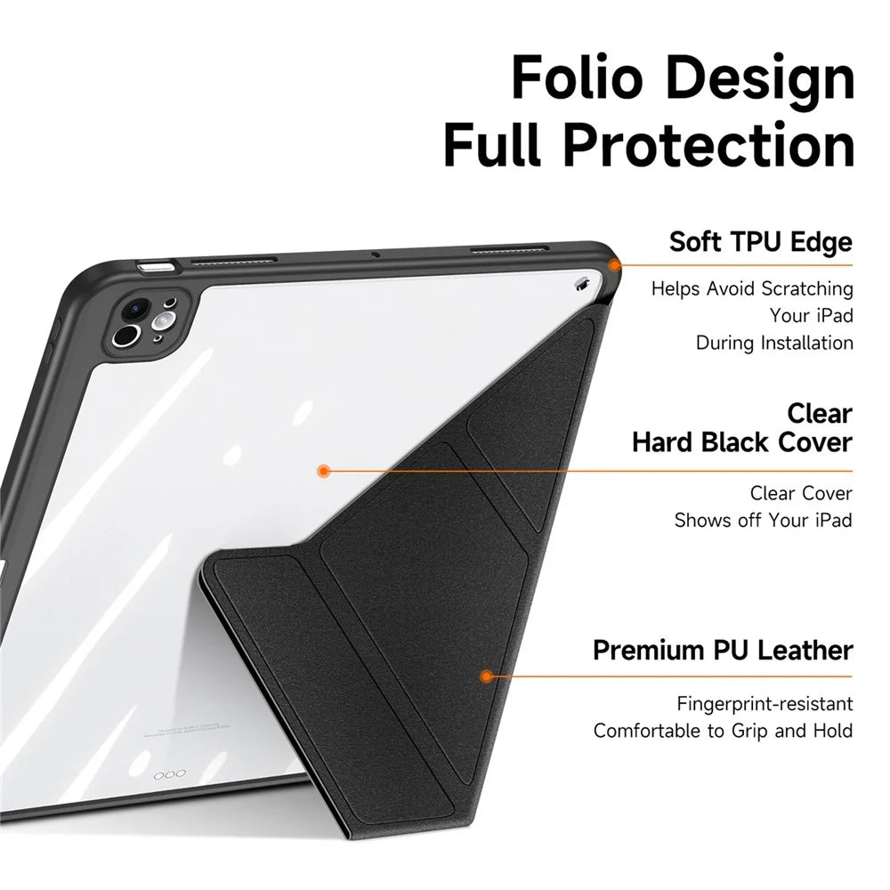 DUX DUCIS Magi Series for iPad Pro 13 (2025) / 13 (2024) Case PU Leather+PC+TPU Tablet Cover Support Auto Wake / Sleep - Black - 6