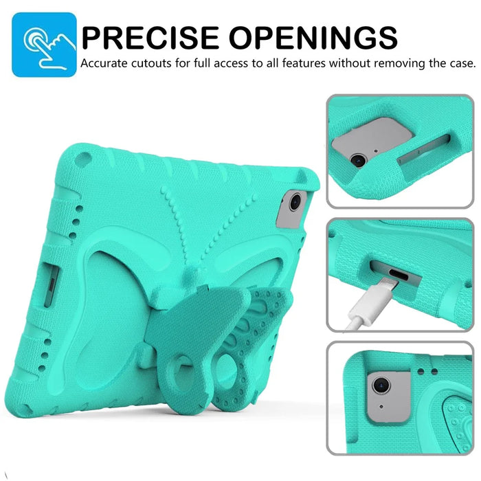 For iPad Air 11 (2026) / (2025) / (2024) Case Butterfly EVA Tablet Cover with Kickstand / Shoulder Strap - Mint Green - 3