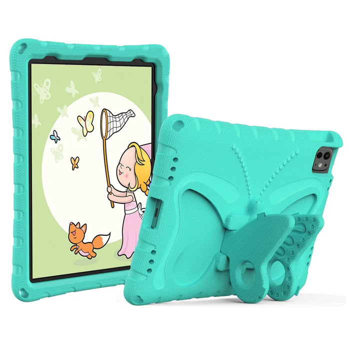 For iPad Pro 11 (2025) / 11 (2024) EVA Case Butterfly Kickstand Tablet Cover with Shoulder Strap - Mint Green - 2