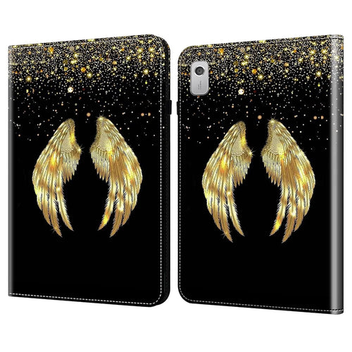 For Lenovo Tab M9 TB-310FU Shockproof Case Pattern Print Leather Tablet Cover with Stand - Gold Wings - 1