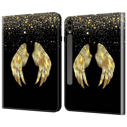 For Samsung Galaxy Tab S10+ / S9+ / S9 FE+ Case Pattern Printing PU Leather Tablet Cover with Stand Function - Gold Wings - 1