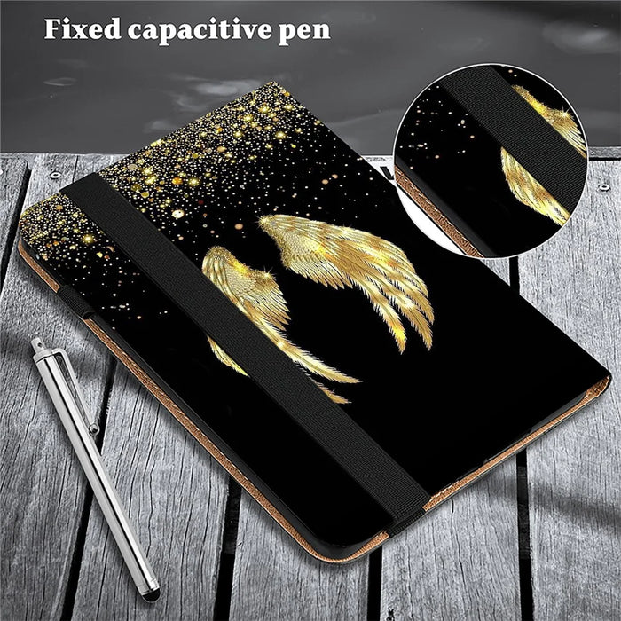For Samsung Galaxy Tab S10+ / S9+ / S9 FE+ Case Pattern Printing PU Leather Tablet Cover with Stand Function - Gold Wings - 6