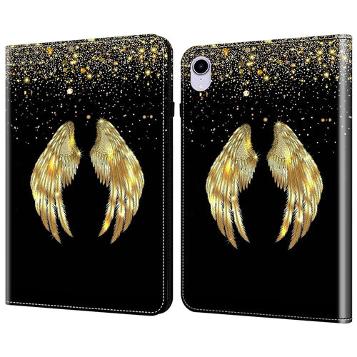 For iPad mini (2024) / mini (2021) Case Pattern Print Leather Tablet Cover with Card Slots Stand Function -  Gold Wings - 1