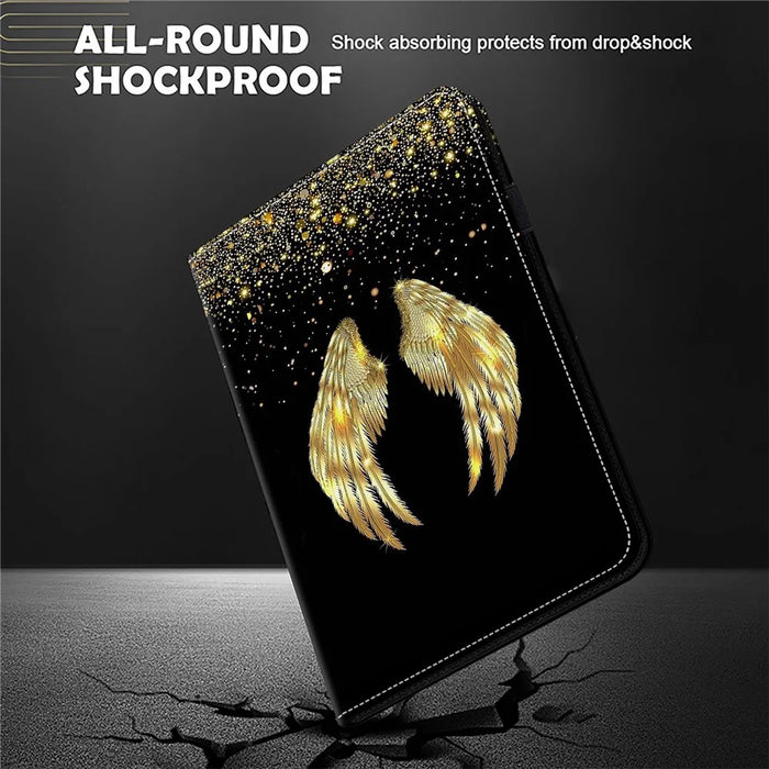 For iPad mini (2024) / mini (2021) Case Pattern Print Leather Tablet Cover with Card Slots Stand Function -  Gold Wings - 4