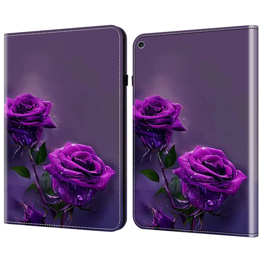 For iPad 10.2 (2019) / (2020) / (2021) Case Pattern Leather Tablet Cover with Card Slots - Purple Rose - 1