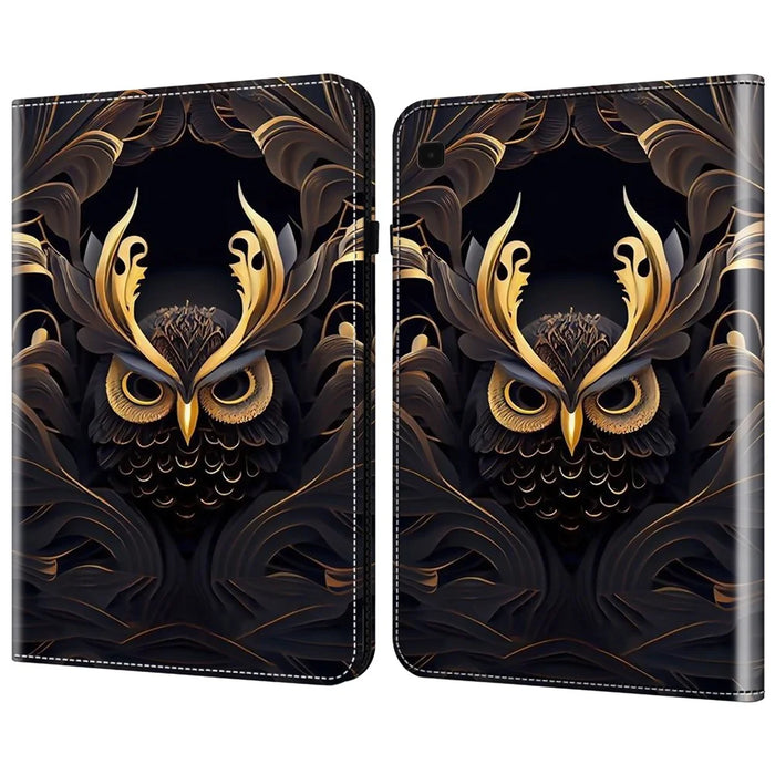 For Samsung Galaxy Tab S6 Lite (2020) / (2022) / (2024) Case Leather Tablet Cover Card Slots -  Owl - 1