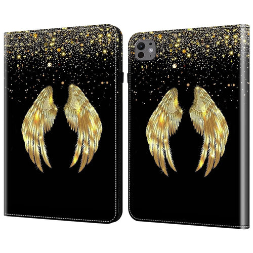 For iPad Pro 13 (2025) / 13 (2024) Stand Case Pattern Printed Leather Tablet Flip Cover - Gold Wings - 1