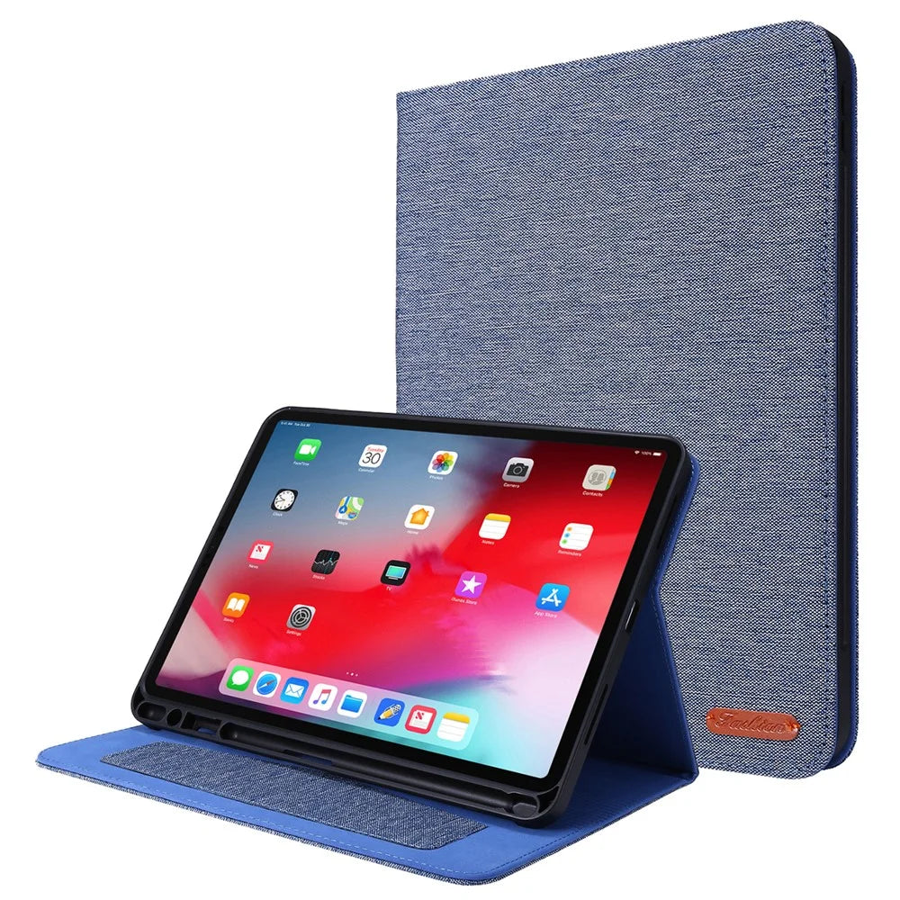 For iPad Air 13 (2026) / (2025) / (2024) Case Card Slots Stand Leather Tablet Cover with Pen Holder - Blue - 1